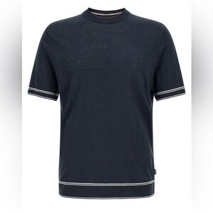 BOSS Men's Dark Black Knit T-Shirt { pit to pit = 19” }